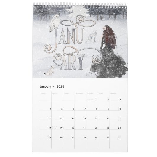 2025 Illustrated Celtic Fantasy Calendar カレンダー (1月 2026)
