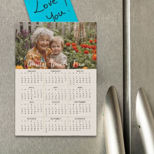 2025 Magnetic Photo Calendar年版5x7カード マグネット招待状