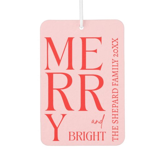 2025 Modern Merry and Bright Red Pink Christmas カーエアーフレッシュナー (正面)