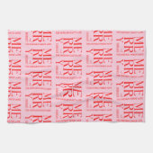 2025 Modern Merry and Bright Red Pink Christmas キッチンタオル (横)