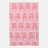 2025 Modern Merry and Bright Red Pink Christmas キッチンタオル (縦)