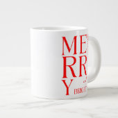 2025 Modern Merry and Bright Red Pink Christmas ジャンボコーヒーマグカップ (正面右)