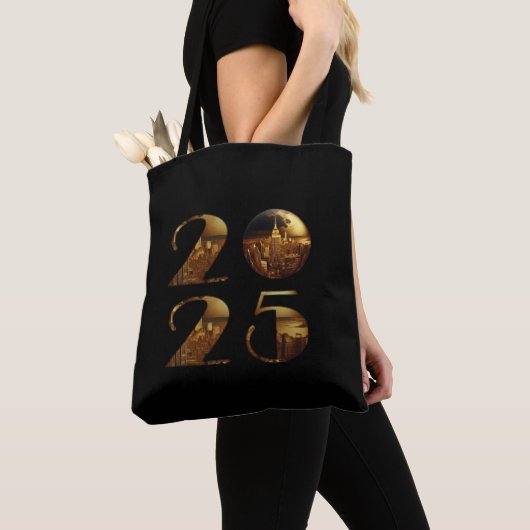 2025-New Years-Ball-NYC Gold- トートバッグ (クローズアップ)