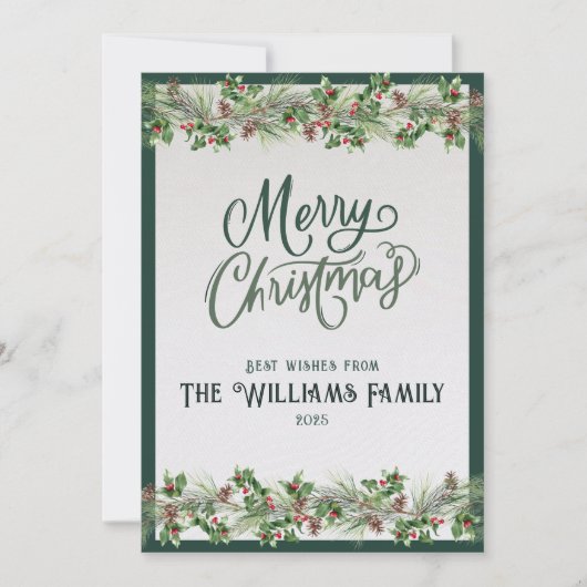 2025 Personalized Merry Christmas Card with Photo シーズンカード (正面)