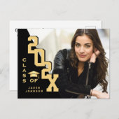 2025 PHOTO モダン Grad Graduation Party招待状 ポストカード (正面/裏面)