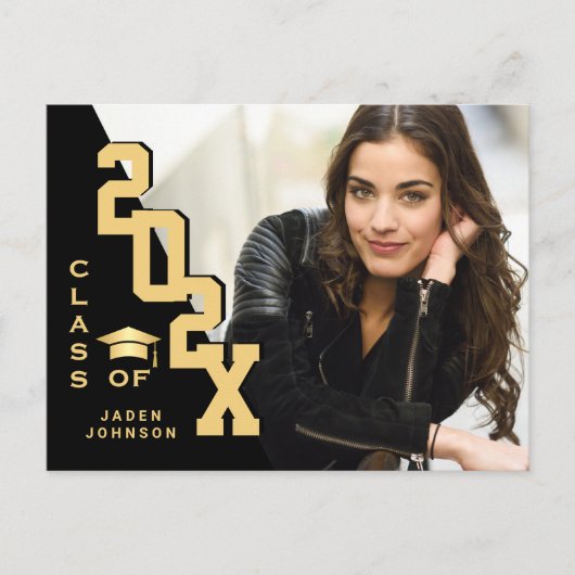 2025 PHOTO モダン Grad Graduation Party招待状 ポストカード (正面)