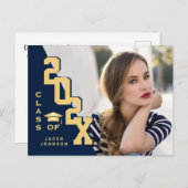 2025 PHOTO モダン Grad Graduation Party招待状 ポストカード (正面/裏面)