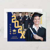 2025 PHOTO モダン Grad Graduation Party招待状 ポストカード (正面/裏面)