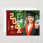 2025 PHOTO モダン Grad Graduation Party招待状 ポストカード (正面/裏面)