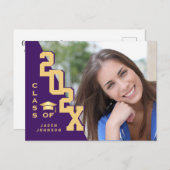 2025 PHOTO モダン Grad Graduation Party招待状 ポストカード (正面/裏面)