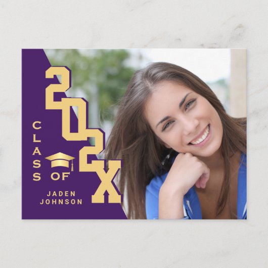 2025 PHOTO モダン Grad Graduation Party招待状 ポストカード (正面)
