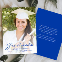 2025 Photo Blue White Script Grad Announcement