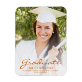 2025 Photo Burnt Orange Script Grad Announcement マグネット (縦)