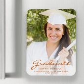 2025 Photo Burnt Orange Script Grad Announcement マグネット