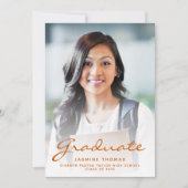2025 Photo Burnt Orange Script Grad Announcement 招待状 (正面)