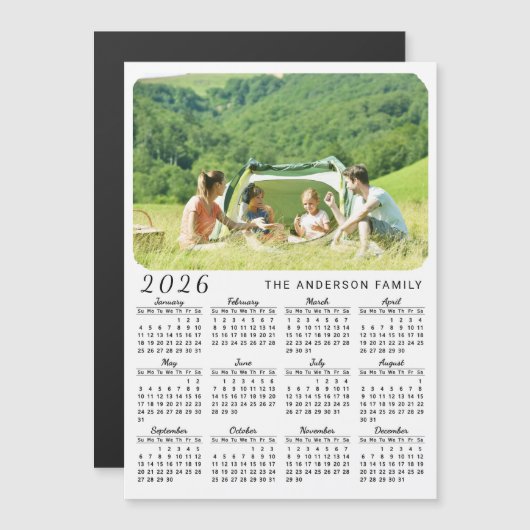 2025 Photo Calendar Magnets Your Name White Black (正面/裏面)