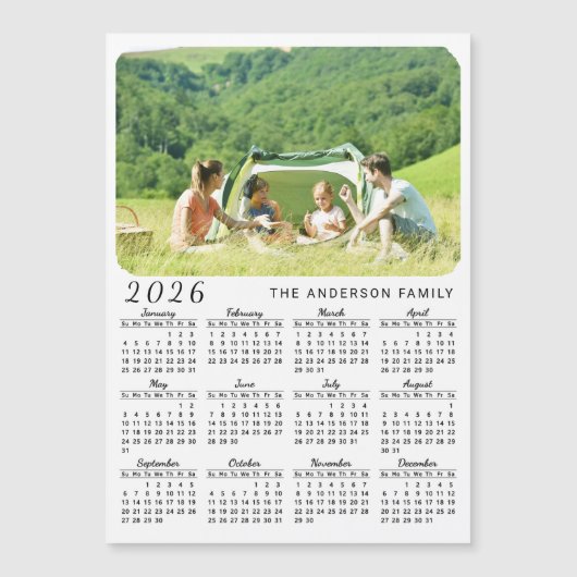 2025 Photo Calendar Magnets Your Name White Black (正面)