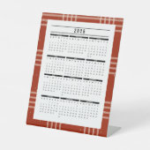 2025 Plaid Stand-Up Calendar – 年間の概要 台座サイン (正面)