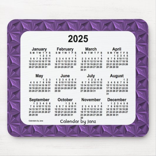 2025 Purple Diamonds Calendar by Janz Mouse pad マウスパッド (正面)