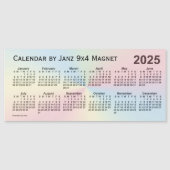 2025 Rainbow Cloud Calendar by Janz 9x4マグネット (正面)