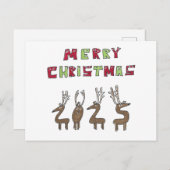 2025 Reindeer Humorous Merry Christmas Cartoon シーズンポストカード (正面/裏面)