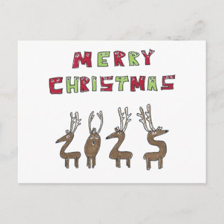2025 Reindeer Humorous Merry Christmas Cartoon シーズンポストカード