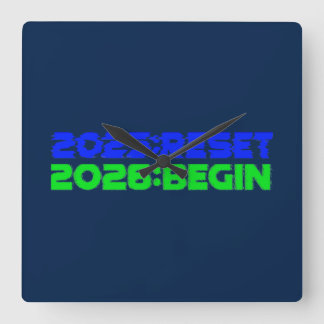 2025:RESET/2026:BEGIN Clock スクエア壁時計