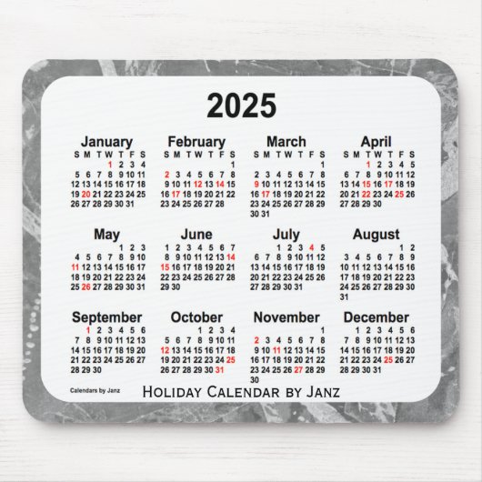 2025 Silver Holiday Art Calendar by Janz Mouse pad マウスパッド (正面)
