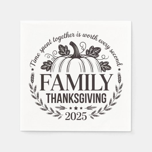 2025 Thanksgiving Family Keepsake Design スタンダードカクテルナプキン (正面)