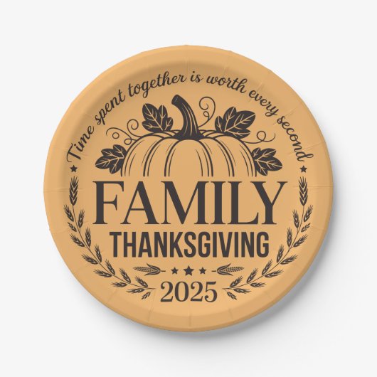 2025 Thanksgiving Family Keepsake Design ペーパープレート (正面)
