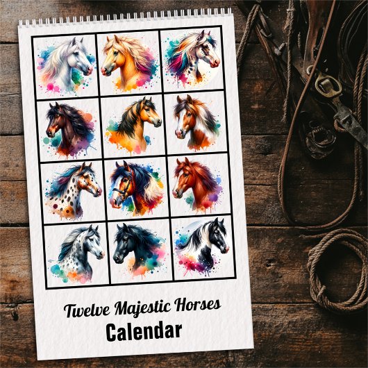 2025 Twelve Majestic Horses Calendar カレンダー