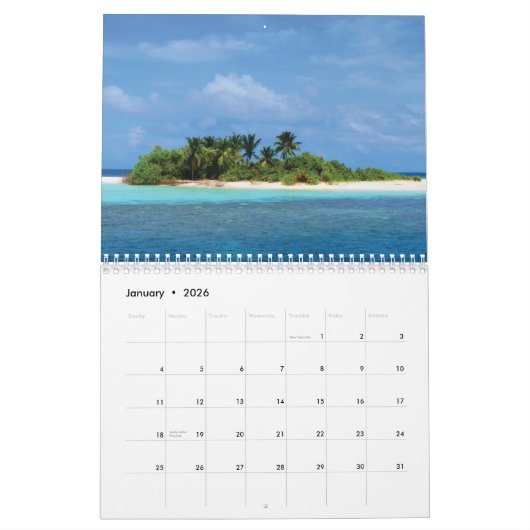 2025 vacation islands カレンダー (1月 2026)