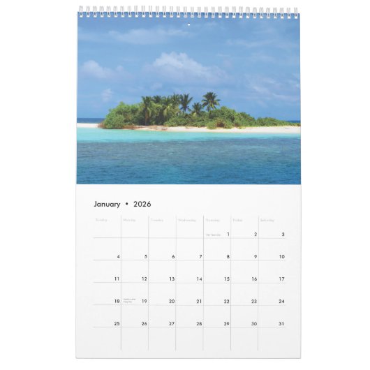 2025 vacation islands カレンダー (1月 2026)