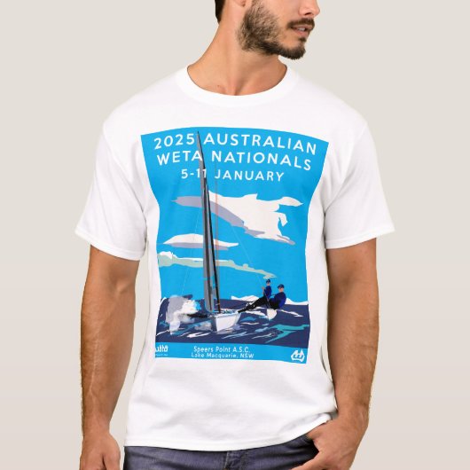 2025 Weta Nationals Tシャツ - 白/黒/青 (正面)