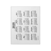 2025 White Calendar by Janz 11x8.5 Notepad ノートパッド (回転)