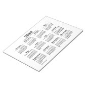 2025 White Calendar by Janz 11x8.5 Notepad ノートパッド (アングル)