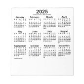2025 White Calendar by Janz 5.5x6メモ帳 ノートパッド (正面)