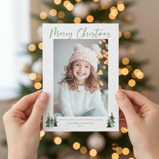 2026かわいいセージ緑のクリスマスツリー写真カレンダー シーズンカード