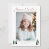 2026かわいいピンクの緑のクリスマスツリー写真カレンダー シーズンカード (正面)