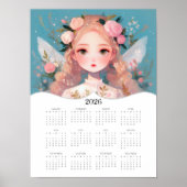 2026かわいい妖精のファンタジーアート通年カレンダー ポスター (正面)