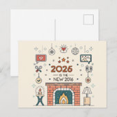 2026は新しい2016 Cozy Culture ベクター シーズンポストカード (正面/裏面)