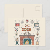 2026は新しい2016 Cozy Culture ベクター ポストカード (正面/裏面)