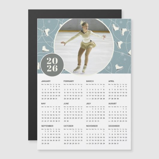 2026アイススケートカスタム写真磁気カレンダー (正面/裏面)