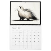 2026インクブ日本のラシ動物12ヶ月 カレンダー (2月 2027)