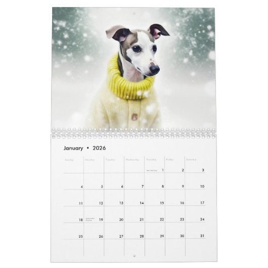 2026ウィペット カレンダー (1月 2026)