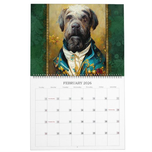 2026ウーフウィムシーシュールレアルファンタジードッグポートレート カレンダー (2月 2026)