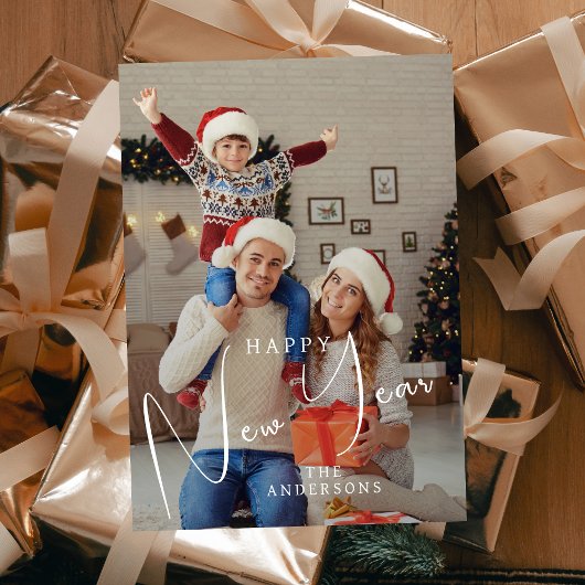 2026エレガント年モダン初めのご家族の写真 シーズンカード