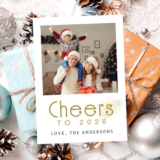 2026エレガント年モダン初めのご家族の写真 シーズンカード