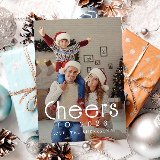 2026エレガント年モダン初めのご家族の写真 シーズンカード