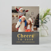 2026エレガント年モダン初めのご家族の写真 箔シーズンカード (立ち正面)